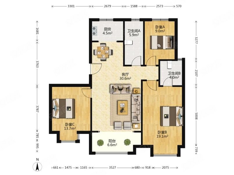 奥德海棠电梯小高层好楼层无遮挡132平方急售