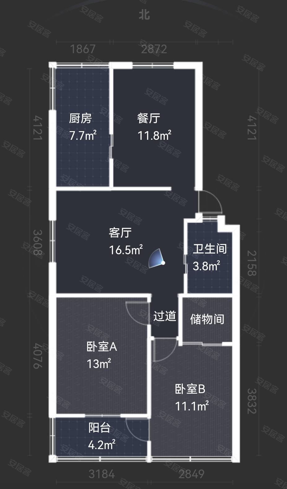 银都花园3室1厅1卫83㎡南北115万