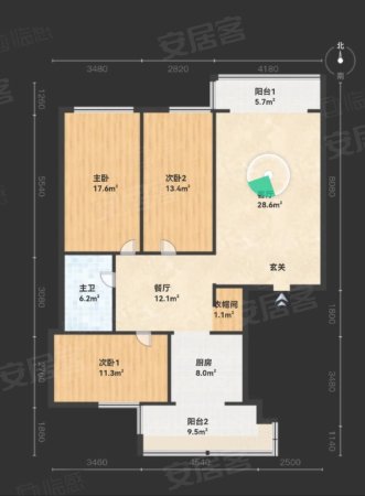 火电安居小区3室2厅1卫118㎡南北59.8万