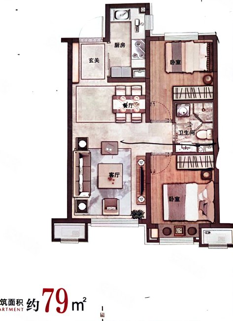 远洋保利悦和山海2室1厅1卫