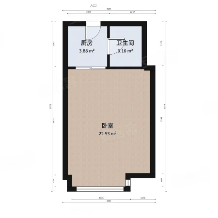 御景苑1室1厅1卫42.76㎡北33万