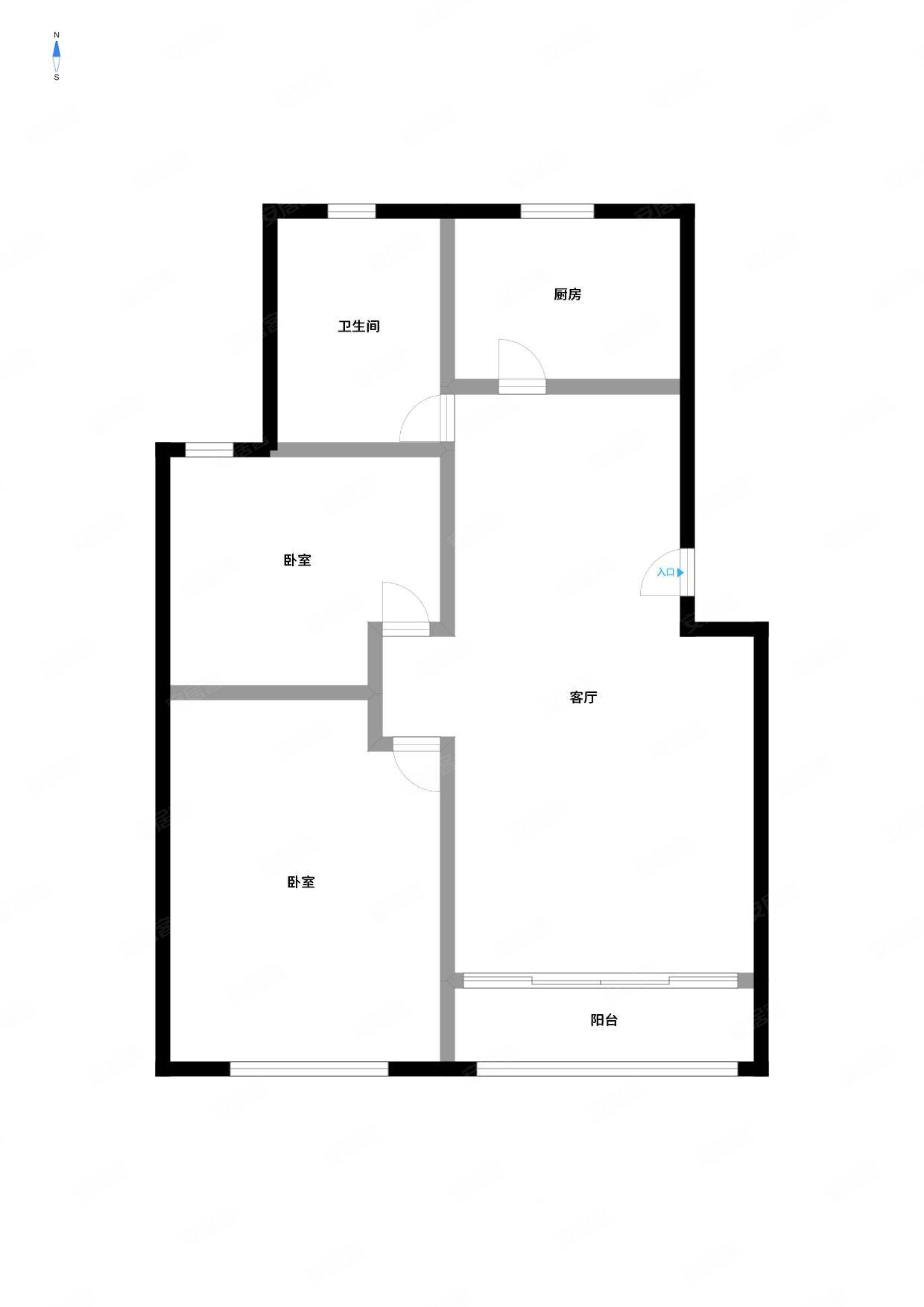 安平6楼共7层95平两室两厅南北通透户型仅售388万