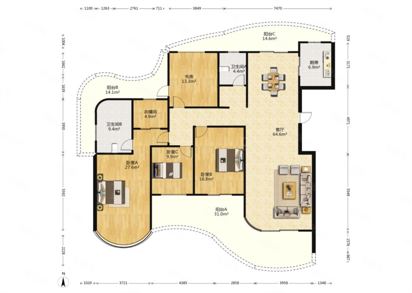 金昌香湖郡(一期)4室2厅2卫202㎡南950万