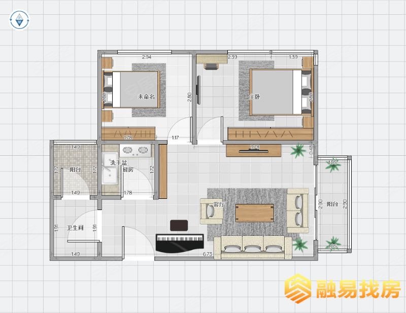 御花苑2室2厅1卫75.82㎡南180万