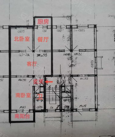 赵各庄中山楼2室2厅1卫81.29㎡南北14.9万