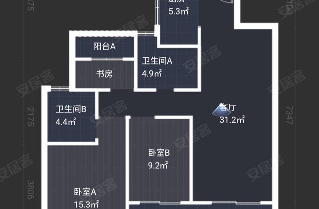 吾悦首府3室2厅114㎡107万二手房图片