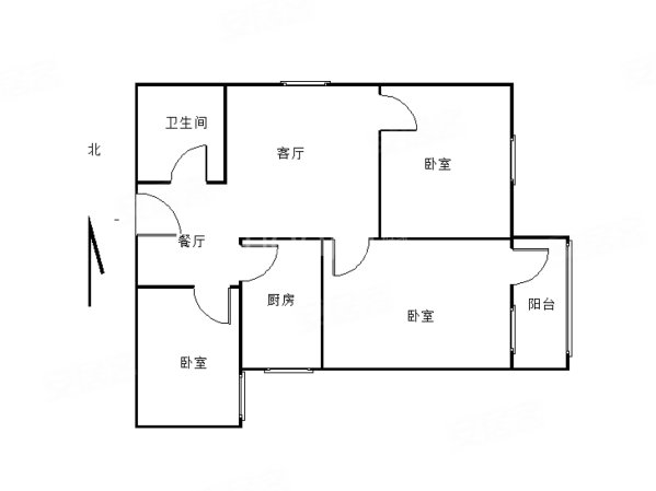 九九绿墅园3室2厅1卫86.2㎡南北46万