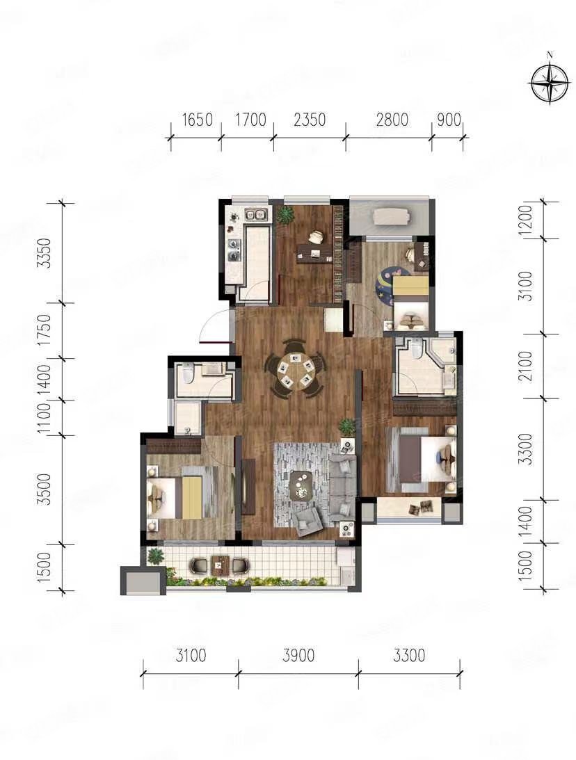 大爱城113平四房精装现房,80万随时可以看房