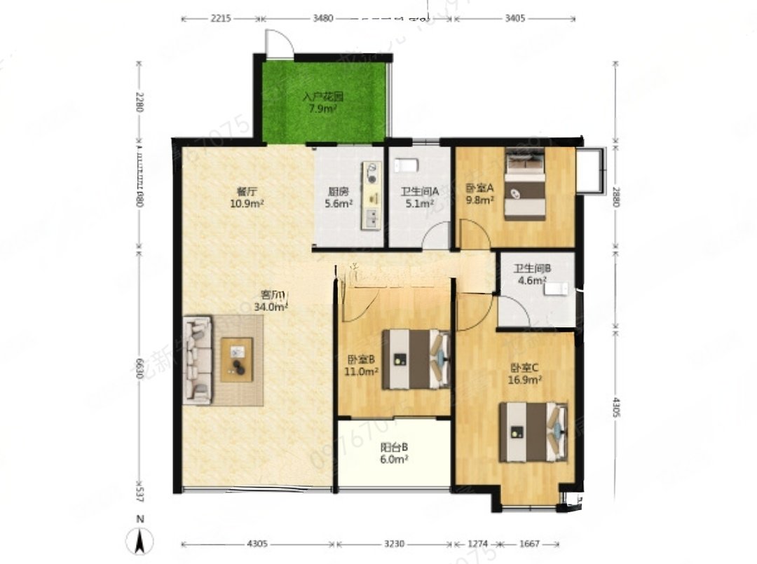 温馨花园二手房,150万,3室2厅,2卫,128.91平米-柳州安居客