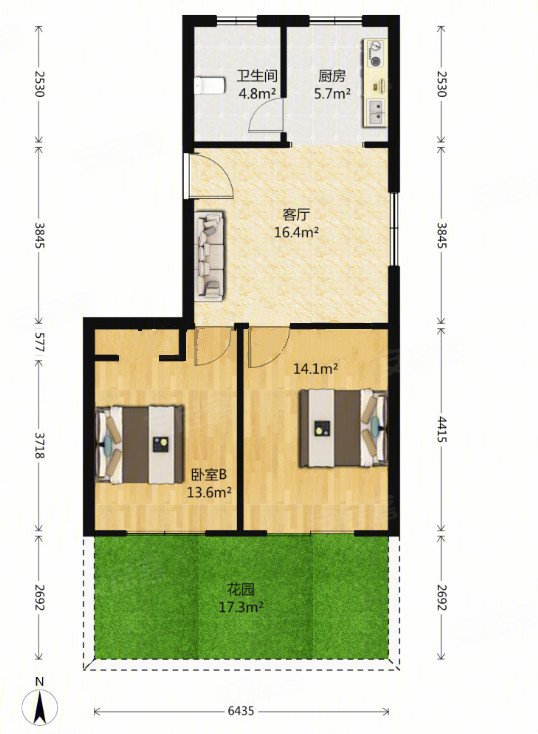 新出房源 双南2房25平天井 超正户型 满五 诚心再点