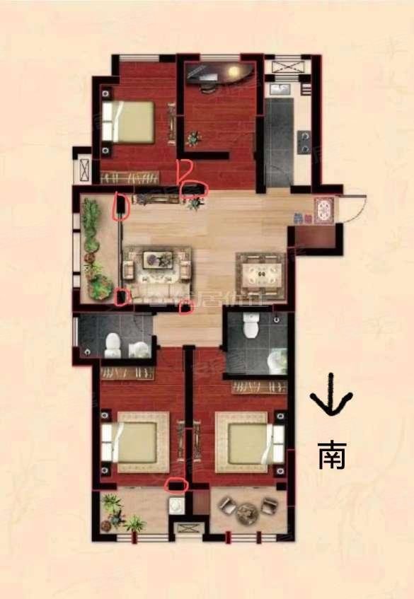 山水御园4室2厅2卫142.3㎡西110万