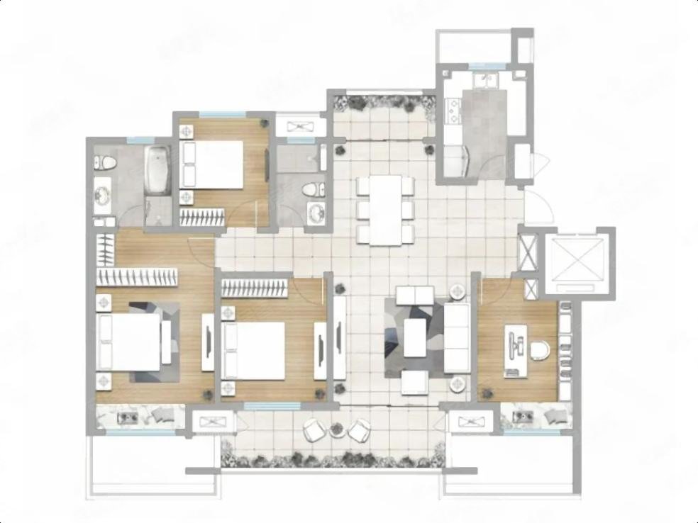 伊滨天花板,洛阳府洋房,一梯两户,户型方正,绿都洛阳府二手房,164万,4
