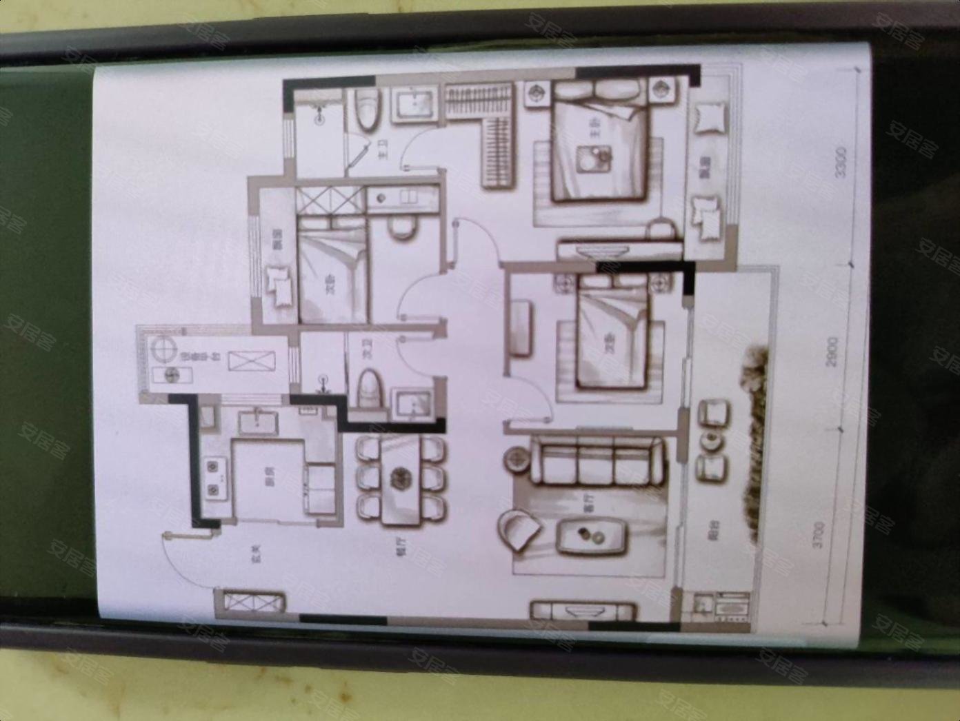 学府新城3室2厅1厨2卫精装修全屋品牌家电家具全送