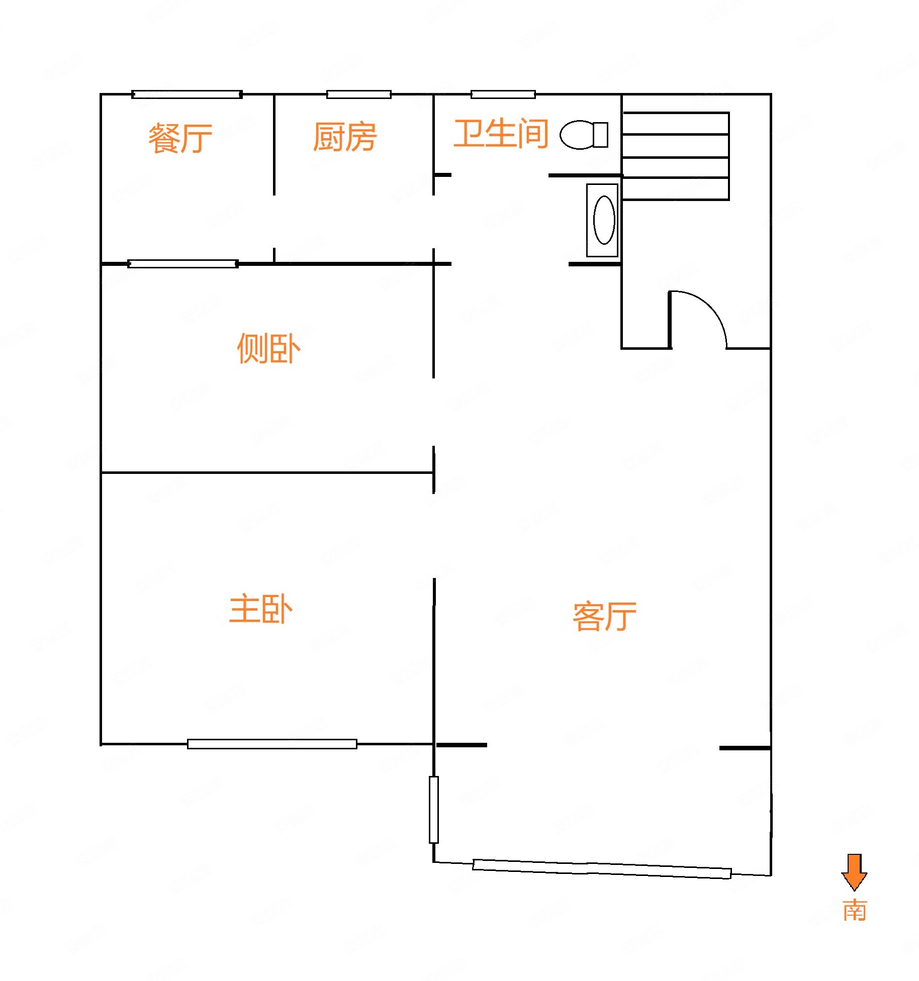 天禹世纪城2室1厅1卫100.47㎡南北14.6万