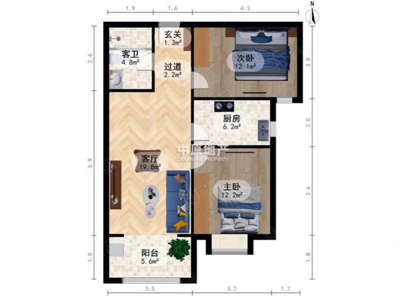 金隅满堂红杉花苑2室2厅1卫88.9㎡南北158万