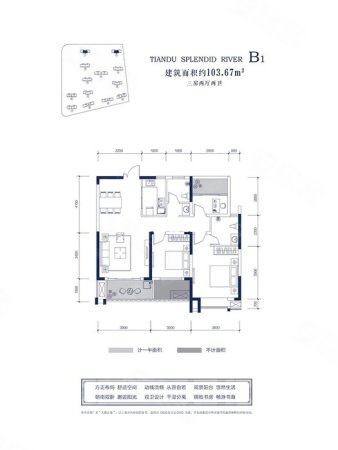 天都江苑3室2厅2卫104㎡南北118万