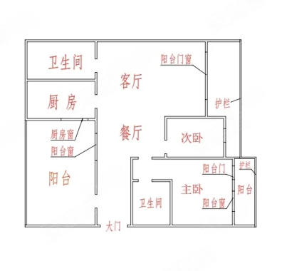 盛和景园2室1厅2卫67.7㎡南北30万