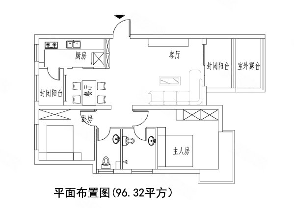 丽喜南苑2室2厅2卫93.86㎡南北258万