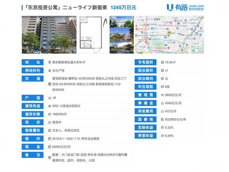 日本东京都约¥63万【托管出租】日本东京·东京医科大学公寓（-）新房公寓图片