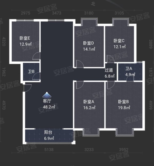 中弘湖滨花园5室2厅2卫180㎡南北215万