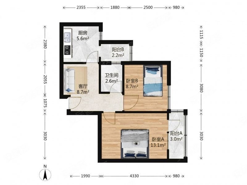 双榆树南里二区2室1厅1卫