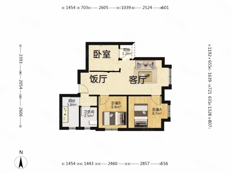 合能耀之城3室1厅1卫61.14㎡东南108万