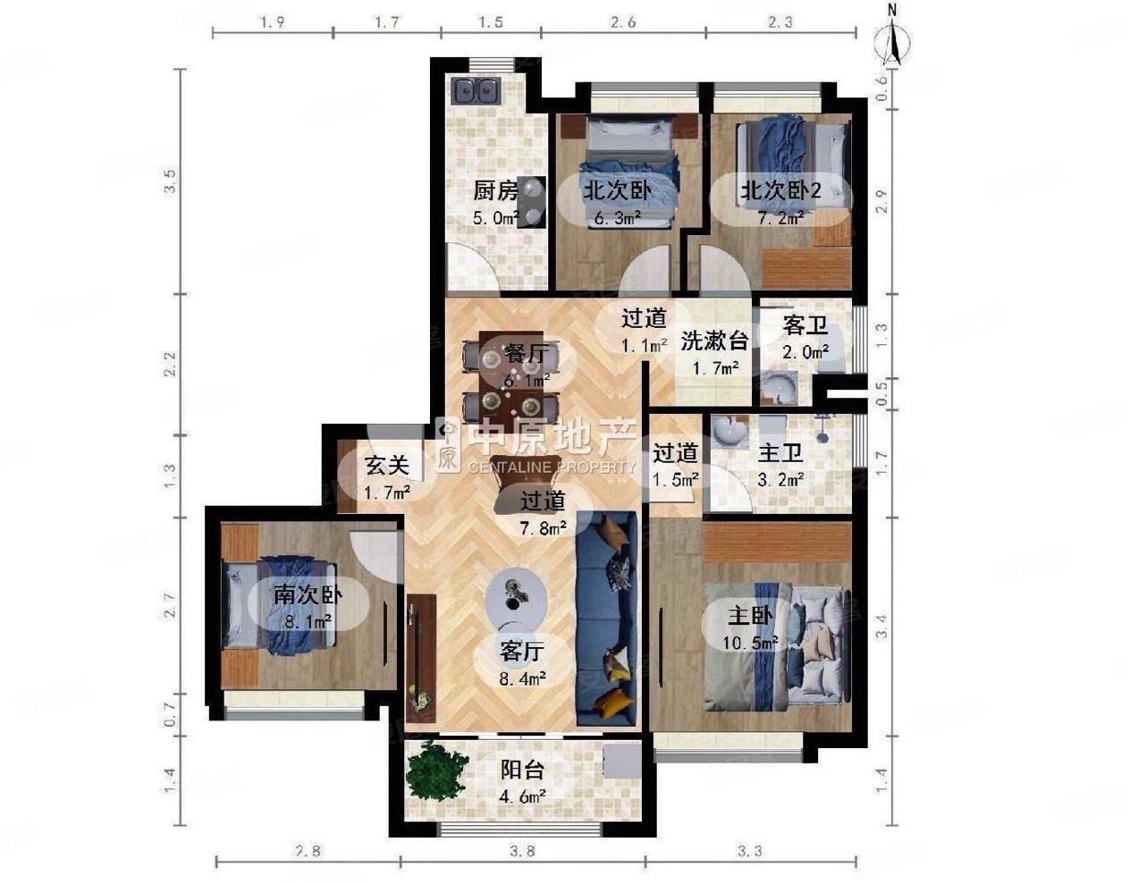中建朗阅府南北通三一房,全明户型,得房率高,随时看,中建朗阅府二手房