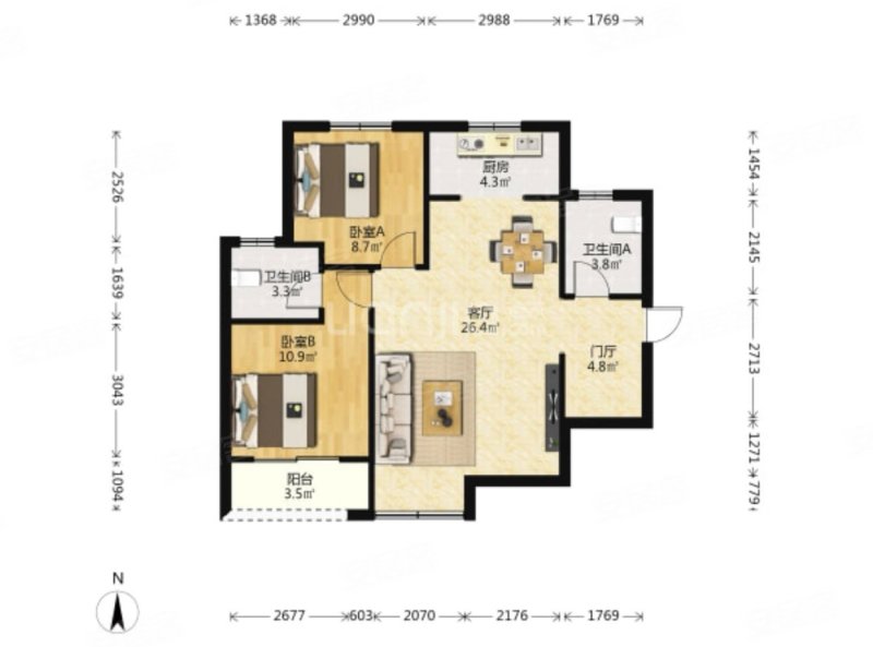 房东低价直售上河郡近地铁凤凰层南北通透视野好双卫
