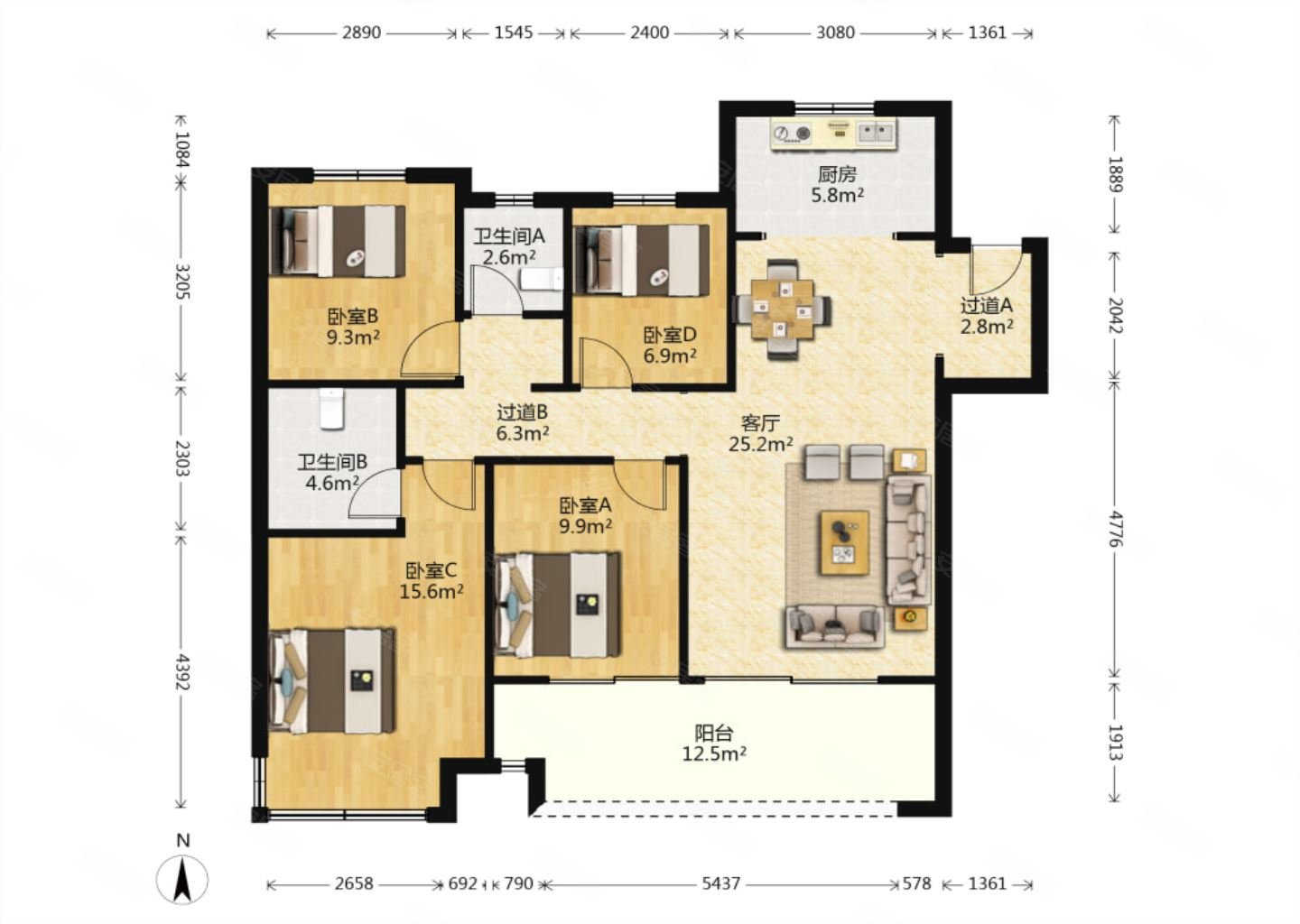 绿都洛阳府四室两厅方正户型随时看房