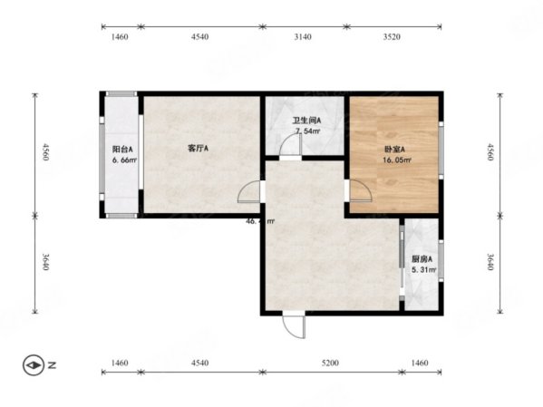 迎风一里2室1厅1卫61㎡南北105万