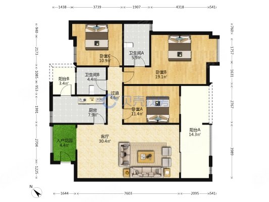 龙城1号3室2厅2卫,龙城1号二手房,210万,3室2厅,2卫,127平米-成都安居