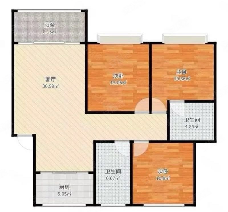 璟泰雅苑3室1厅2卫124.64㎡西南98万