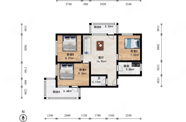 安慧里(二区)3室1厅80.9㎡686万二手房图片