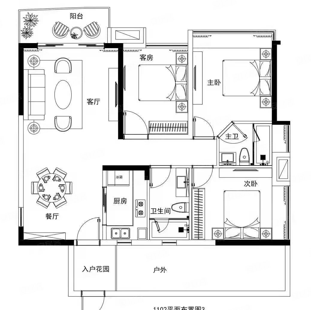 益丞富隆居3室1厅2卫100.38㎡南81万