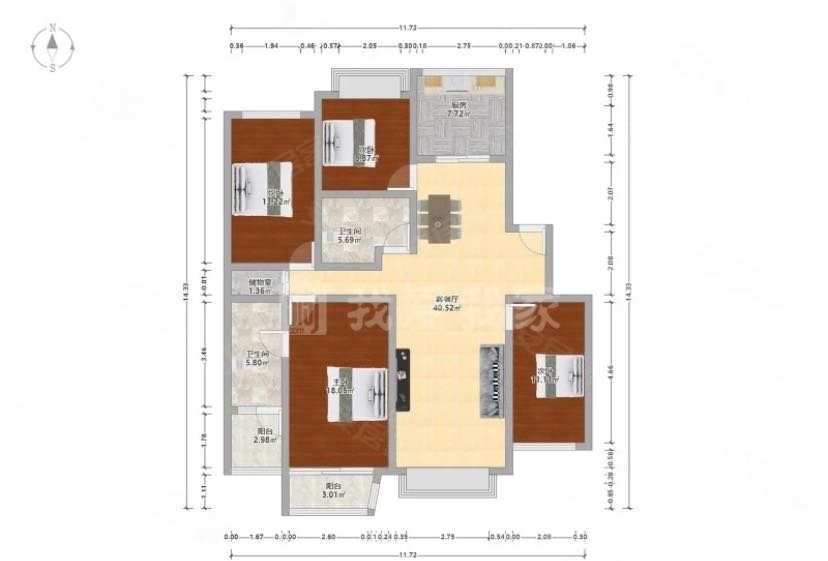 学府花苑4室2厅2卫144.73㎡东南269.5万