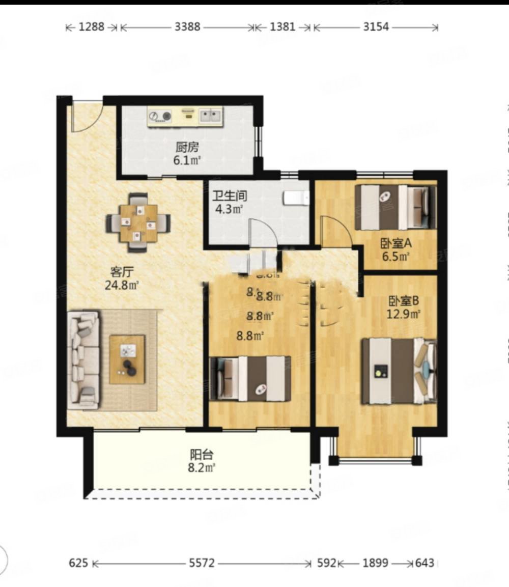 恒大悦珑湾三室两厅一卫中高楼层业主急售