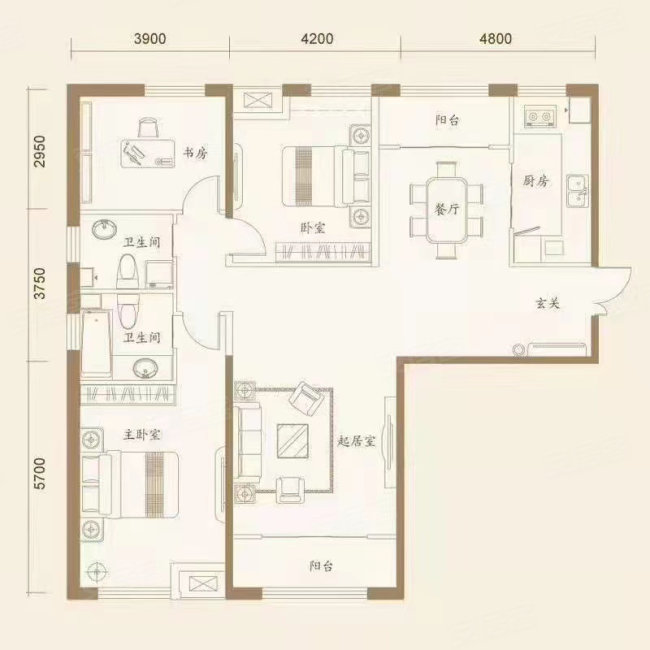 鑫潮花园4室2厅2卫180㎡南北145万