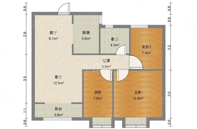 中建锦绣兰庭(一期)3室2厅1卫90㎡南北113万