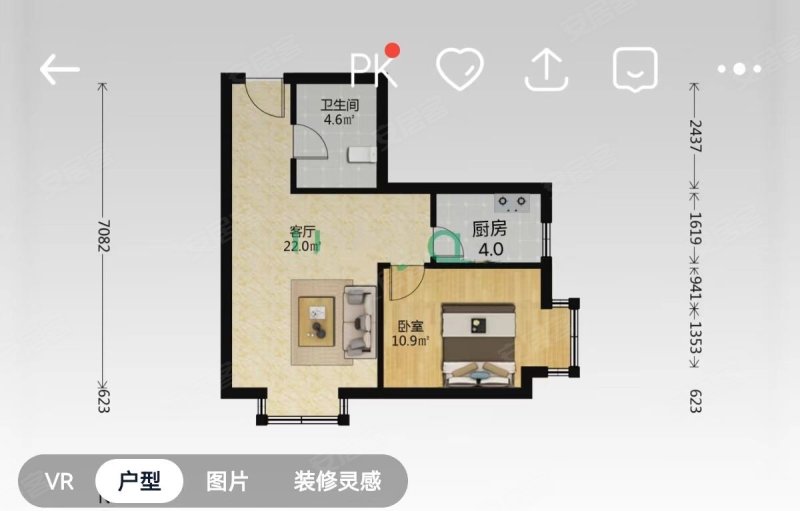 朝阳无限芳菁苑1室1厅1卫60.13㎡东南380万