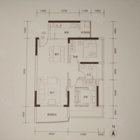 大旺广场2室2厅1卫68㎡西南27万