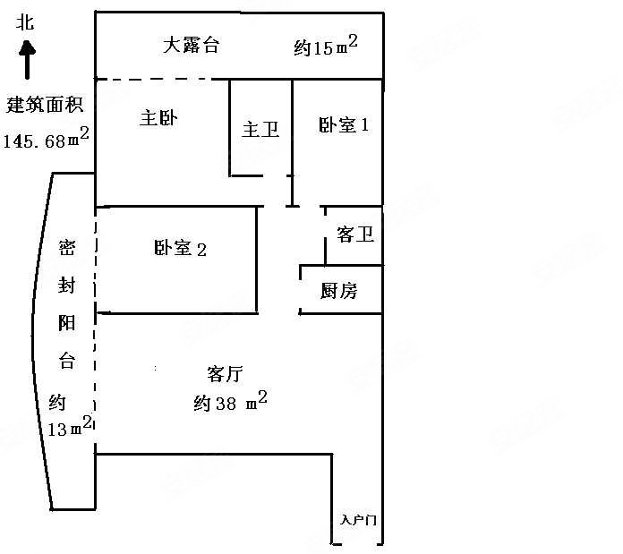 中建花园3室2厅2卫145.68㎡西北202万