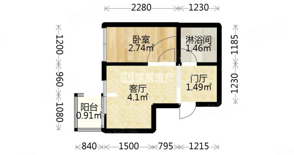 地壹街区1室1厅1卫47.08㎡北78万