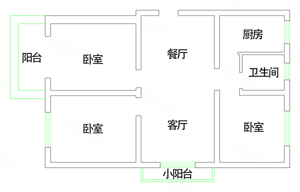 中河丹桂园3室2厅1卫102.8㎡南34.8万