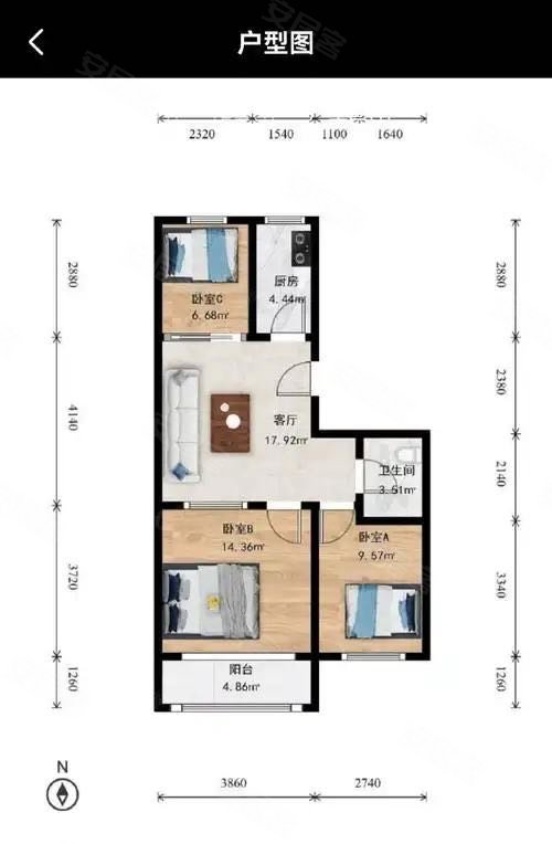 钢花南苑2室1厅1卫72.85㎡南40万