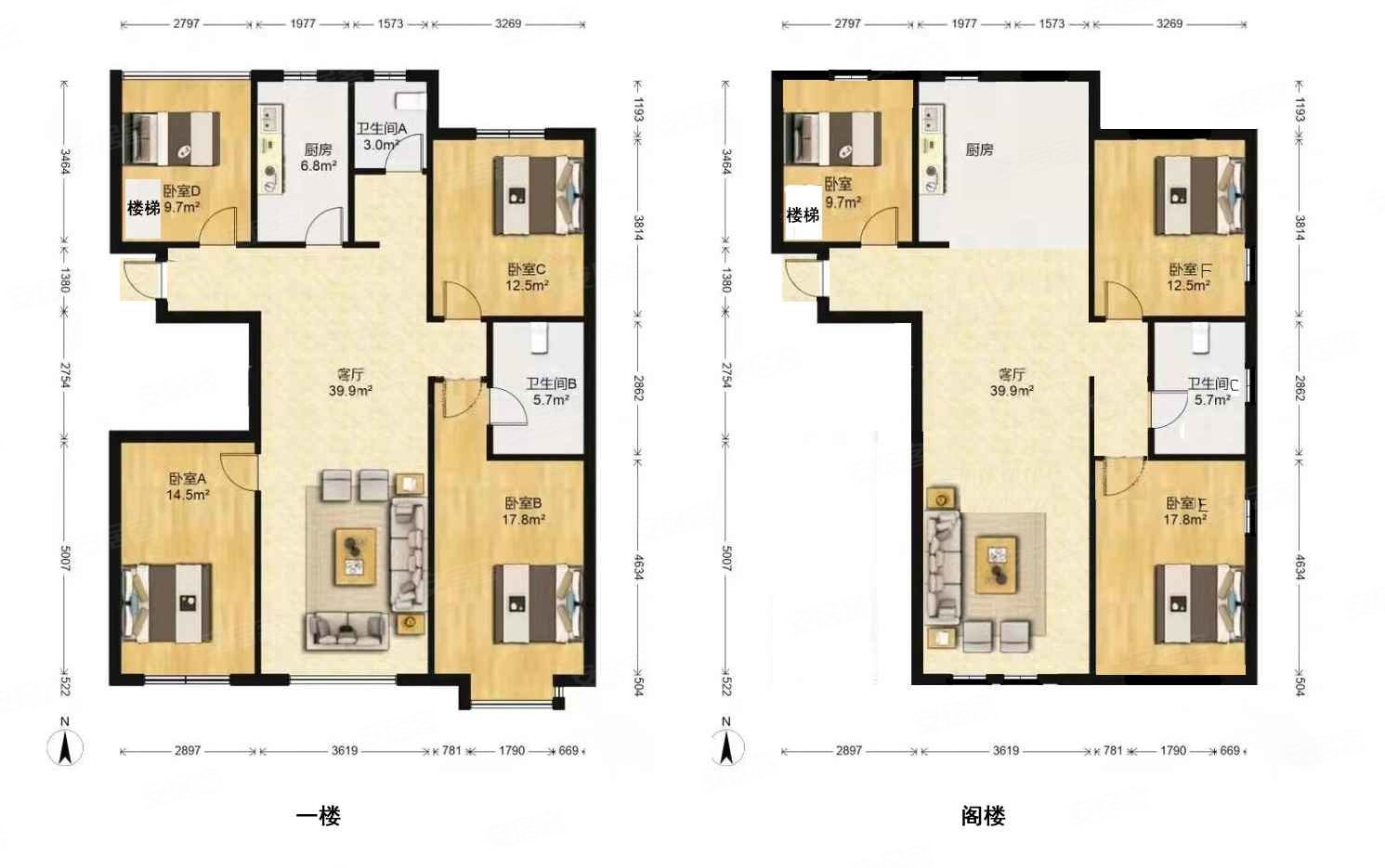 经纬城市绿洲学知华庭7室4厅3卫140.2㎡南北226万