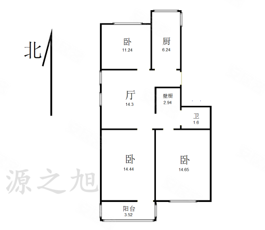 怡馨苑(市北)3室1厅1卫98.85㎡南北189万