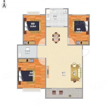 金凤园3室1厅1卫97㎡南北43万