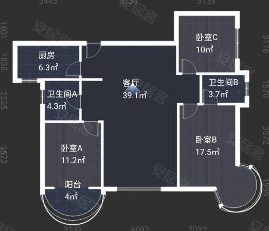 中德华尔兹3室2厅2卫129㎡南北120万