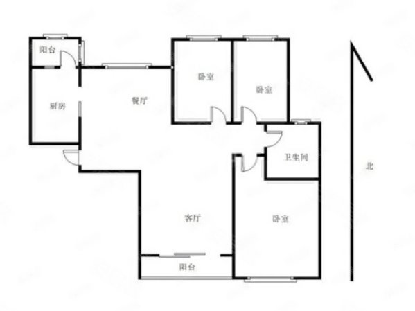 恒大华府3室2厅1卫114㎡南北125万