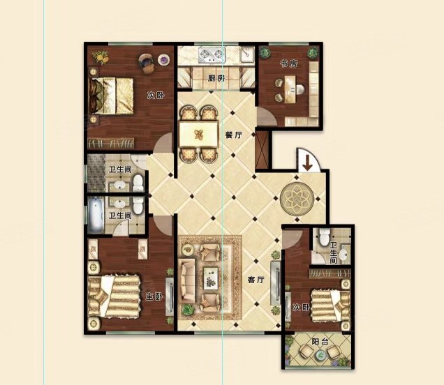 金鼎花园北区3室2厅1卫110㎡南北68万
